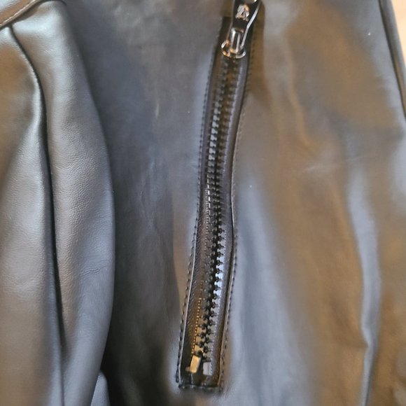 NWT Men's Black Faux Leather Motorcycle Style Jacket - Picture 8 of 9